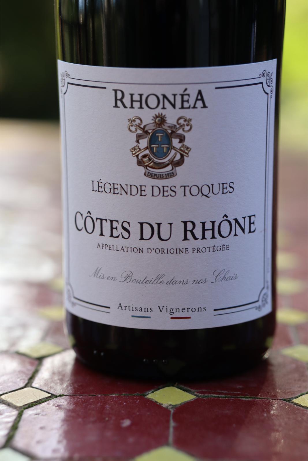 The front label shows that it is a Cotes du Rhone AOP and that it was bottled by the producer.